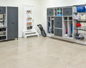Clean Garage with Cabinet