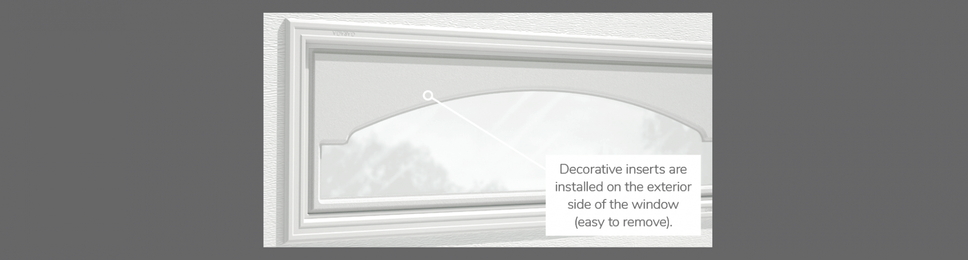 Cathedral Decorative Insert, 40" x 13", available for door R-16, R-12, 2 layers polystyrene and Non-insulated