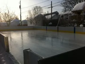Ice rink made of an old garage door