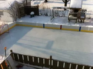 Ice rink made of an old garage door